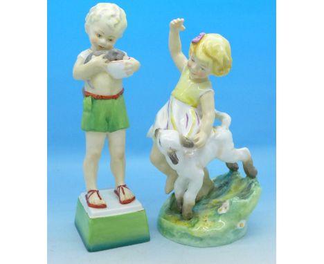 Two Royal Worcester figures, Friday's Child Is Loving and Giving, and April