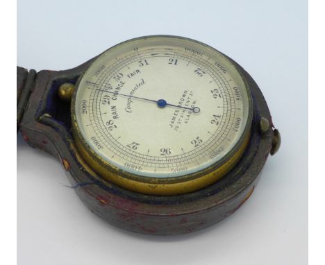 A pocket barometer, cased, James Brown, Glasgow