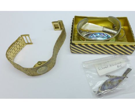 Abalone set jewellery and a lady's Rotary wristwatch