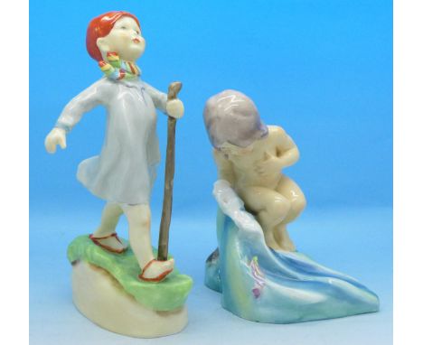 Two Royal Worcester figures, August and Thursday's Child Has Far To Go
