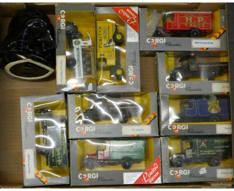 Nine Corgi Classics vans, boxed, and a Darth Vader money box