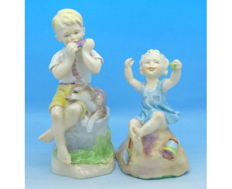 Two Royal Worcester figures, June and But The Child That Is Born On The Sabbath Day Is Fair and Wise and Good and Gay