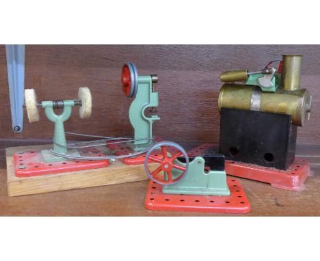 A Mamod stationary steam engine, a polishing wheel and a hammer (3)