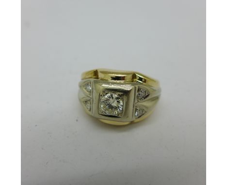 A 14ct gold and diamond ring, 6.5g, N