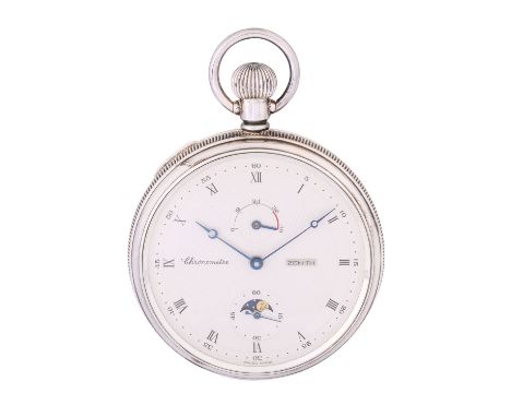 ZENITH Pocketmaster Ref. 07.0050.148 offene Taschenuhr. 925 Silber Gehäuse mit Staubschutzdeckel aus Glas. Handaufzugswerk, K