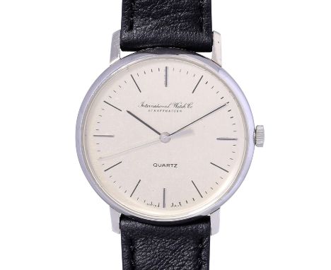 IWC Portofino Ref. 3031 Herrenarmbanduhr von 1980. Edelstahl. Neues Lederband mit Dornschließe. Quartzwerk mit neuer Batterie