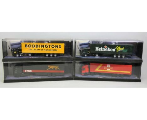 Corgi - four 'Modern Trucks' series 1:50 scale die-cast model lorries, comprising: No. 75001 ERF EC Box Trailer - Lynx Expres