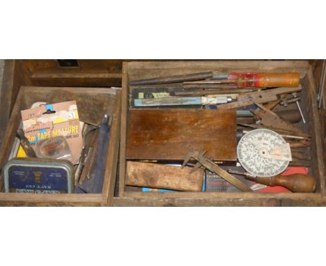 A Victorian military toolbox and contents of hand tools.