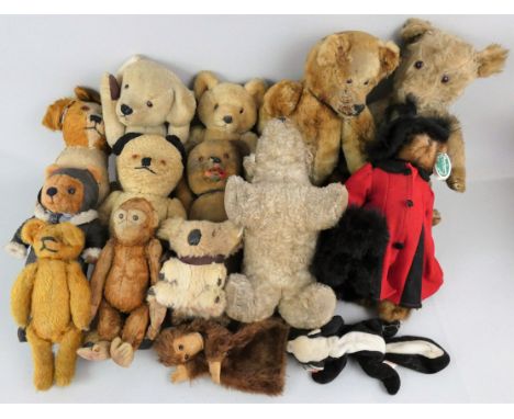 Fifteen various vintage teddy bears and plush toys, to include a No. 1604 'Lottie &amp; Scottie' from the 'Bearington Collect