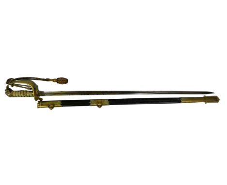 A late 19th/early 20th century naval dress sword, by Goldman S., Naval Stores, Davenport, in scabbard, the hilt bearing the n