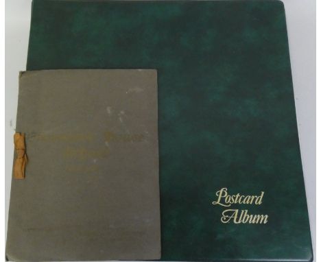 A vintage postcard album containing approximately 270 railway themed postcards, circa 1920 - 1950's, to include Forth Bridge,