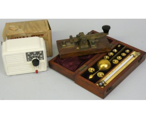 A Sikes's cased set with a named thermometer "Buss 48 Hatton Garden, London", together with an Ivalek "De Luxe" boxed crystal