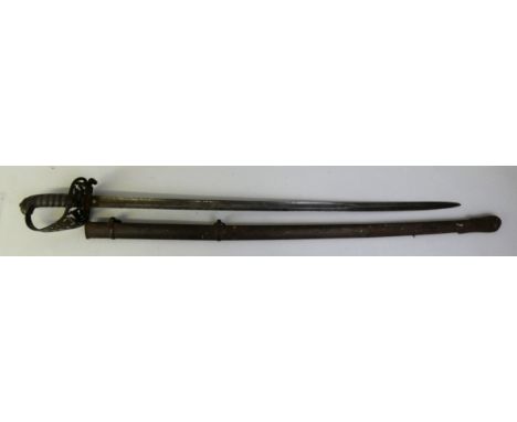 A Victorian Royal Engineers dress sword, together with scabbard, blade length 81.5 cm, overall length in scabbard 104 cm. 