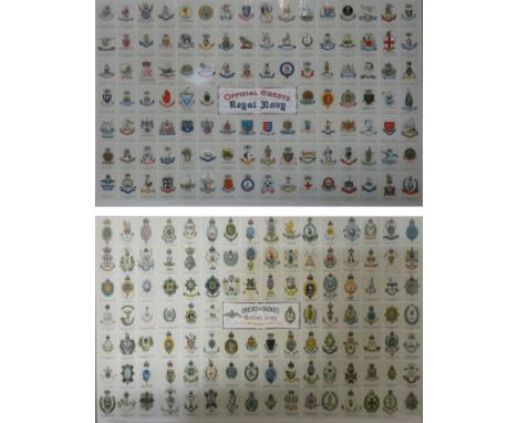 Two large framed posters published by Gale and Polden, one of official crests of the Royal Navy the other crests and badges o