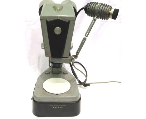 Watson Barnet binocular microscope 143257 with additional lenses. All electrical items in this lot have been PAT tested for s