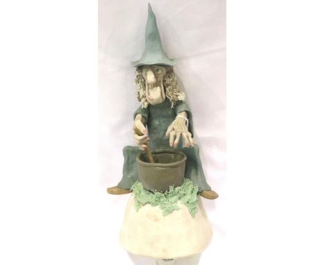 Stephen Dixon 1970s ceramic sculpture purchased from Portland Gallery Manchester; The Witch, signed to verso SF Dixon 79, H: 
