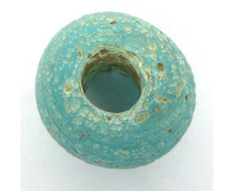 AD2 3rd century Egyptian turquoise bead. P&amp;P Group 1 (£14+VAT for the first lot and £1+VAT for subsequent lots) 