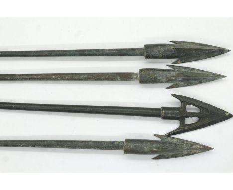 Four bronze Chinese arrowheads, long, Tang Period replicas. P&amp;P Group 1 (£14+VAT for the first lot and £1+VAT for subsequ