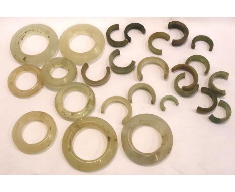 A selection of Jade rings of varying size, some damaged. P&amp;P Group 1 (£14+VAT for the first lot and £1+VAT for subsequent