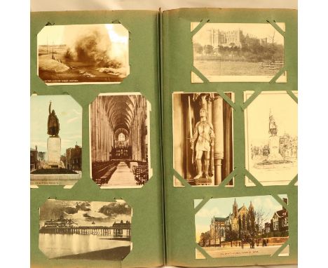 Art Deco album containing approximately 300 vintage postcards, mainly Sussex. P&amp;P Group 2 (£18+VAT for the first lot and 