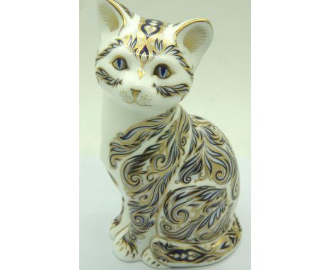 Royal Crown Derby Majestic Cat, limited edition 2246/3500, with gold stopper, H: 14 cm. No cracks, chips or visible restorati