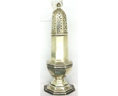 Hallmarked silver sifter, Birmingham assay 1937, 77g, H: 14 cm, maker indistinct. P&amp;P Group 1 (£14+VAT for the first lot 