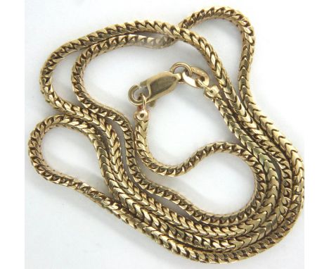 9ct gold chain, L: 45 cm, 10.0g. Clasp functions as it should, no play, no twists, no signs of repair. P&amp;P Group 1 (£14+V