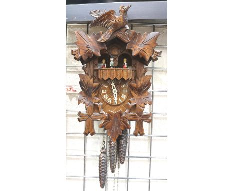 Modern Bavarian Black Forest mechanical cuckoo clock, working at lotting. Not available for in-house P&amp;P, contact Paul O'