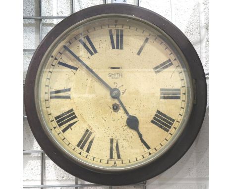 Smiths eight day wall clock, D: 25 cm, not working at lotting. Not available for in-house P&amp;P, contact Paul O'Hea at Mail