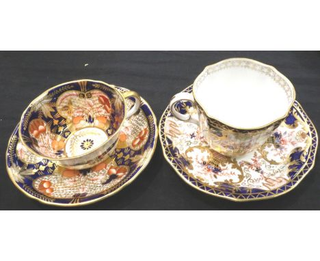 Two Royal Crown Derby cups with saucers, largest D: 13 cm. No cracks, chips or visible restoration. P&amp;P Group 2 (£18+VAT 