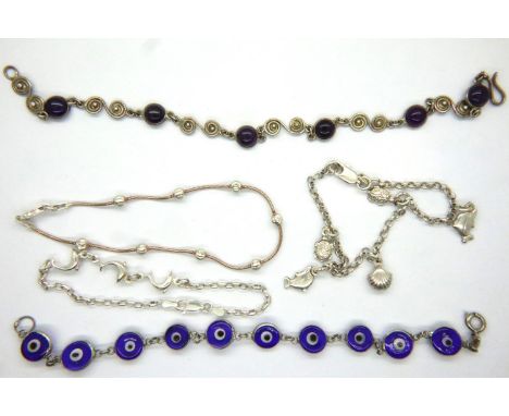 Five 925 silver bracelets, various styles, combined 22g. P&amp;P Group 1 (£14+VAT for the first lot and £1+VAT for subsequent