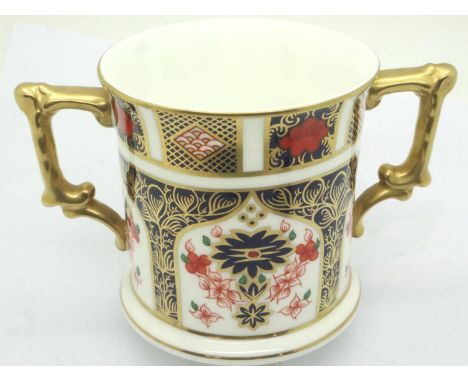 Royal Crown Derby Old Imari 1128 pattern twin handle mug, H: 80 mm. No cracks, chips or visible restoration. P&amp;P Group 1 