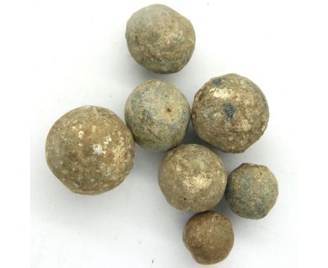 Seven lead UK Civil War period musket balls. P&amp;P Group 1 (£14+VAT for the first lot and £1+VAT for subsequent lots) 