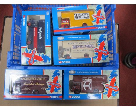 Five Corgi 1:50th Scale Diecast Model Commercial Vehicles, all from the 'On The Move' Series including #CC11412 Bedford TK Lu