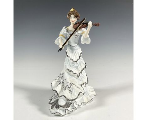 Limited edition Edwardian String Quartet. She wears a floral patterned yellow, and black flowing gown, playing the violin. Ro