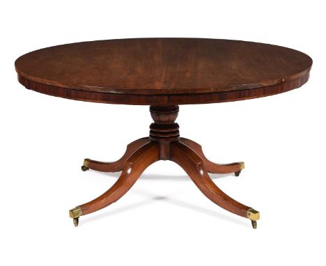 AN IRISH GEORGE III MAHOGANY CIRCULAR CONCENTRIC EXTENDING DINING TABLECIRCA 1800With six additional leaves, stamped to the u