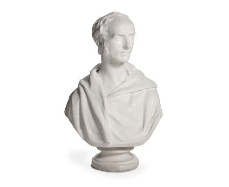 JOSEPH TOWNE (1806-1879), A CARVED MARBLE PORTRAIT BUST OF A MANDATED 1837Probably depicting a doctor at St Guys, depicted in