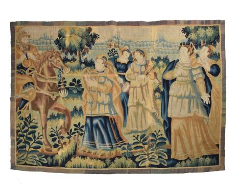 A FLEMISH TAPESTRY FRAGMENTLATE 17TH CENTURYPossibly formerly part of a larger classical subject scene - now with female nobl
