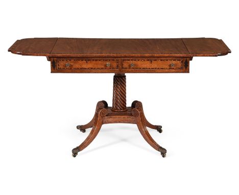 A REGENCY MAHOGANY AND COROMANDEL CROSSBANDED SOFA TABLE POSSIBLY SCOTTISH, CIRCA 181571cm high, 145cm wide (when open), 55cm