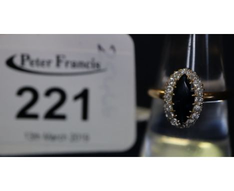 18ct gold sapphire and diamond ring, two stones missing.(B.P. 24% incl. VAT)
