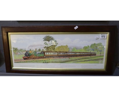 Great Western Railway Cornishman Express Train, coloured print, 25 x 58cm approx, framed and glazed. (B.P. 24% incl. VAT)