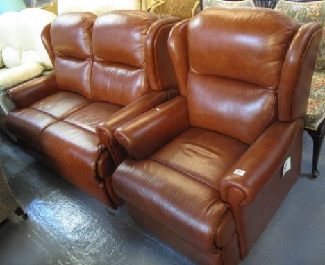 Good quality two piece leather suite, comprising large two seater sofa and armchair. (2)(B.P. 24% incl. VAT)