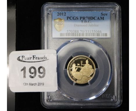 Queen Elizabeth II Diamond Jubilee proof gold sovereign 2012.  Tristan Da Cunha.  In original box and packaging with certific