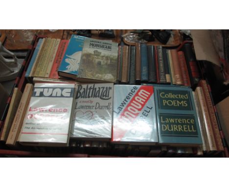 Box of books, mainly hardbacks, mainly on poetry to include; Lawrence Durrell, Dylan Thomas in Print a bibliographical histor