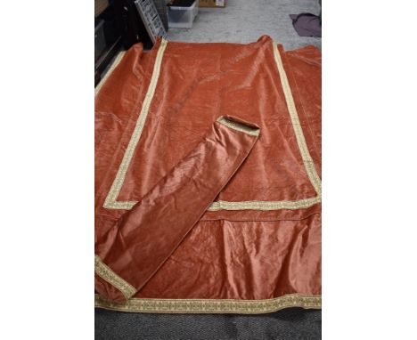 A vintage French velvet bead/chaise cover, having tapestry edge and a long cylindrical pillow cover.