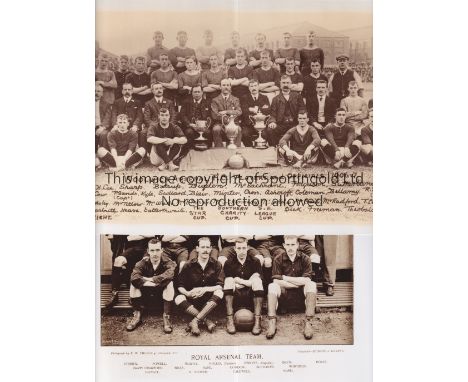 ARSENAL     Nine B/W re-strike team photos including Royal Arsenal, Woolwich Arsenal 1906/7 and 1910/11 and Arsenal 1930/1, 1