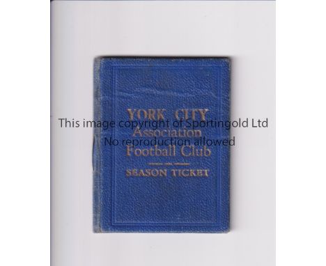 YORK CITY       Season ticket card with fixtures for the 1939-40 York City truncated season.     Generally good