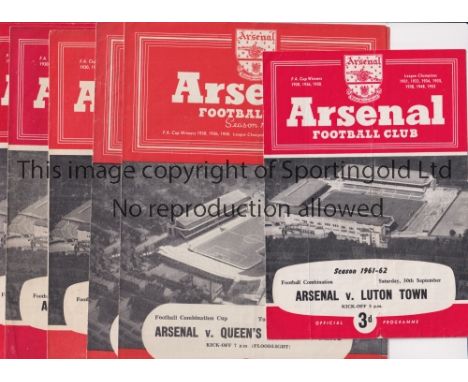 ARSENAL     Eight home programmes for Reserve team matches:  1954/5 v QPR, Tottenham, Norwich 1956/7 QPR 1959/0 Luton 1960/1 