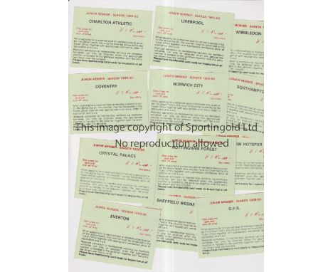 MANCHESTER UNITED TICKETS   Members tickets for the home matches in 1989/0 v Charlton, Coventry, C Palace, Everton, Liverpool