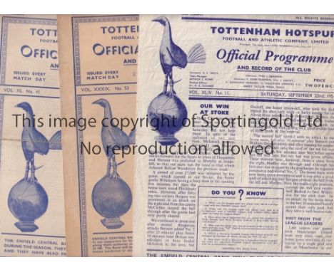 TOTTENHAM HOTSPUR        Seven programmes: 6 homes v Man. Utd. 51/2 poor, Barnsley 46/7 X 2, one slightly worn and the other 